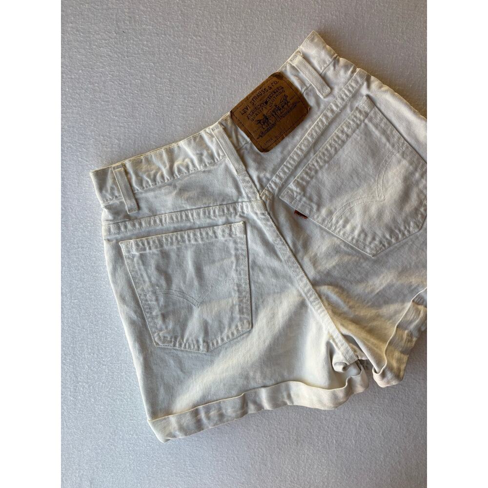 90s Vintage Levi’s 954 White Denim Shorts Orange Tab Made In USA
